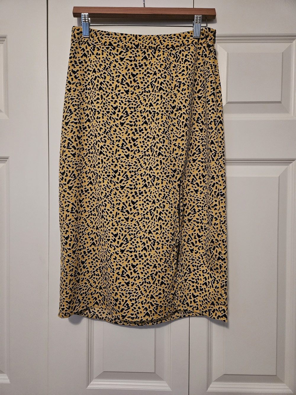 BCBGeneration Yellow and Black Animal Print Midi Skirt